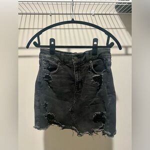 American Eagle Outfitters Black Distressed Mini Skirt